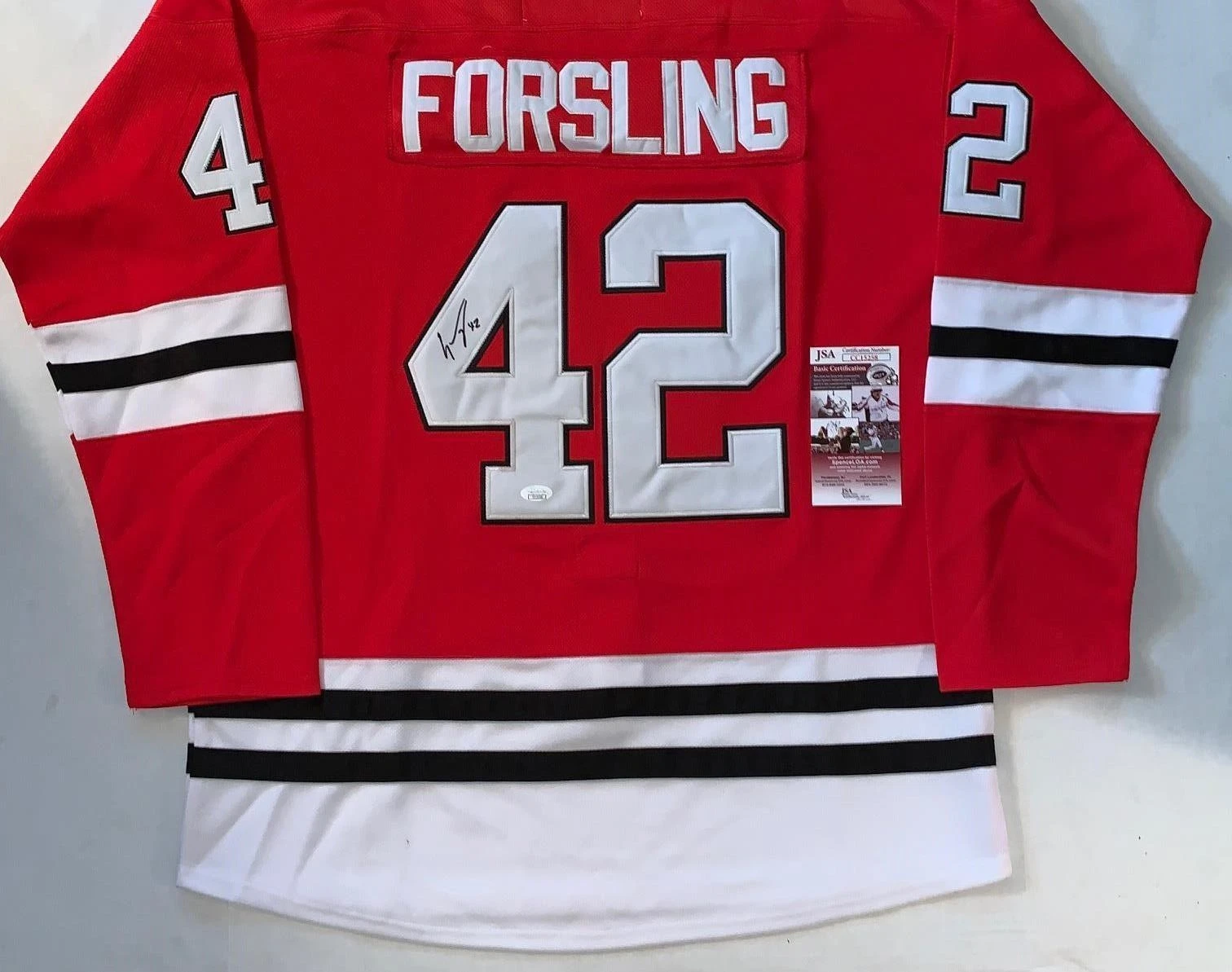 Gustav Forsling signed Chicago Blackhawks jersey autographed Hawks JSA