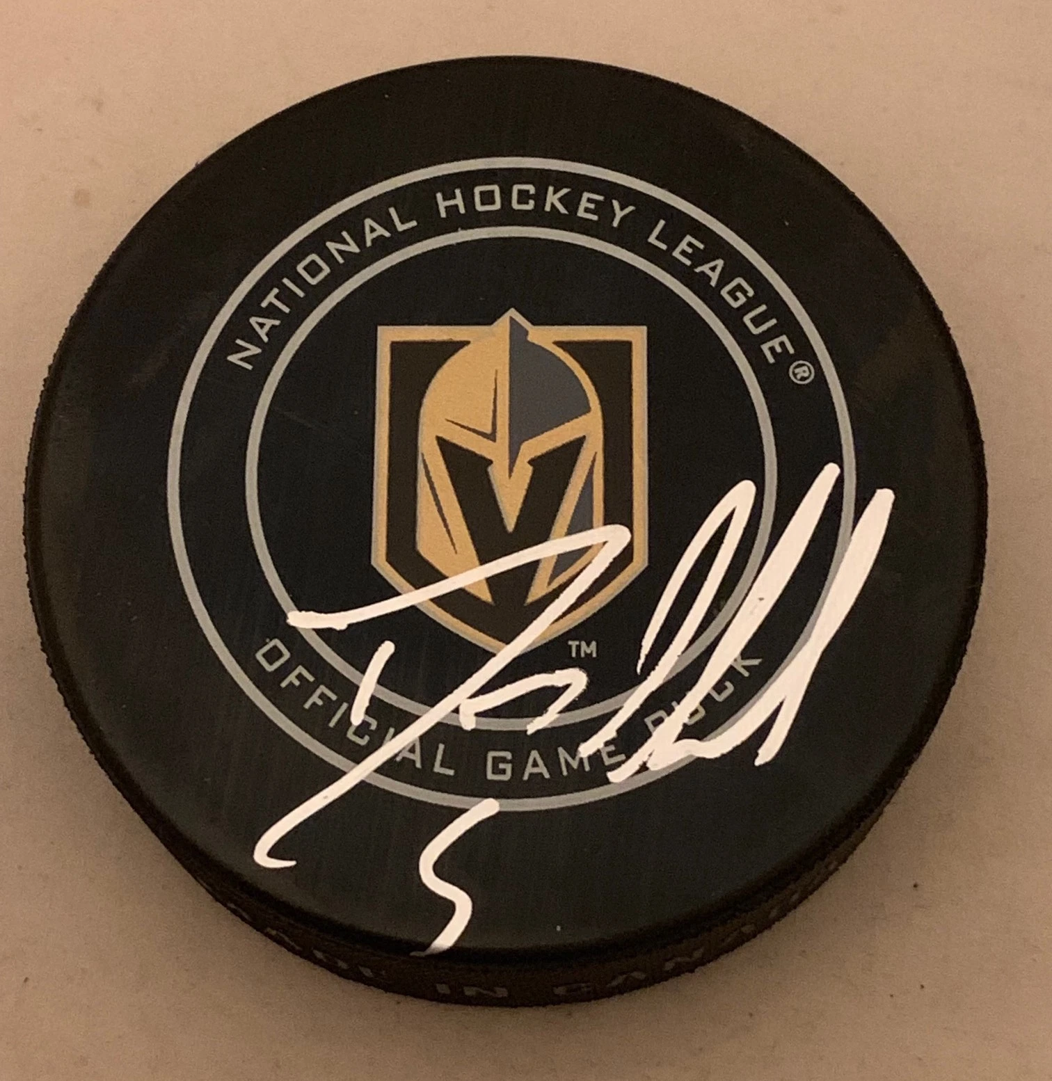 Deryk Engelland signed Las Vegas Golden Knights Official Game Puck autographed