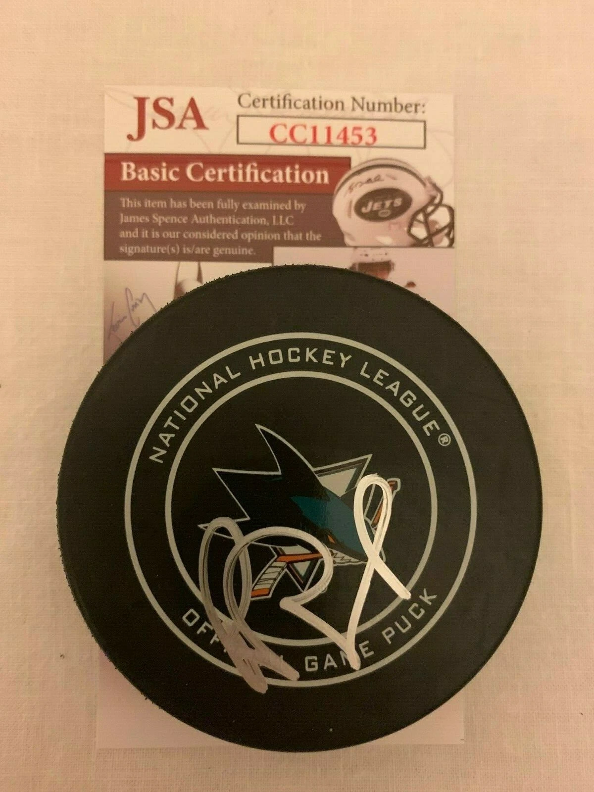 Rob Blake signed San Jose Sharks Official Game Puck autographed HOF JSA