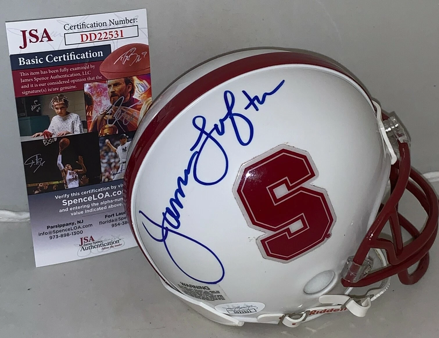 James Lofton Green Bay Packers signed Stanford Cardinal mini helmet JSA