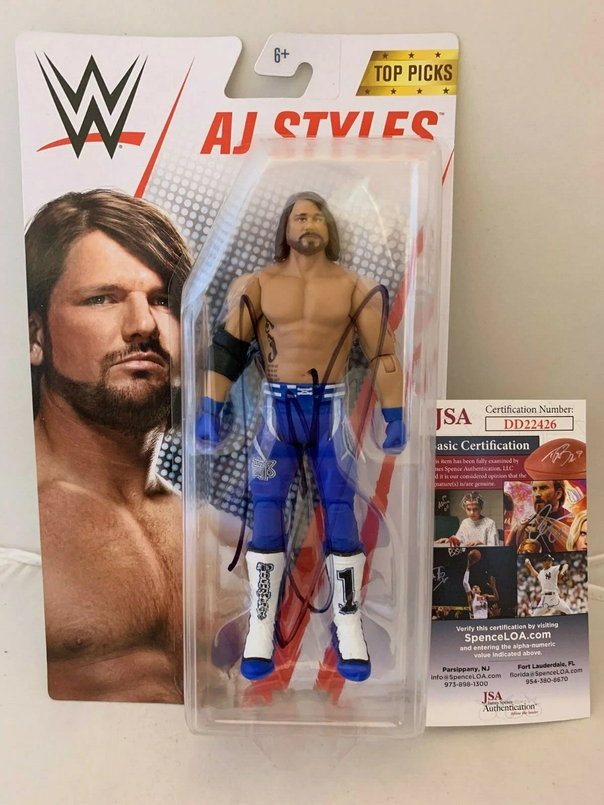 AJ A.J. STYLES SIGNED WWE ELITE TOP PICKS ACTION FIGURE 2 JSA AUTHENTICATED COLLECTIBLE MEMORABILIA