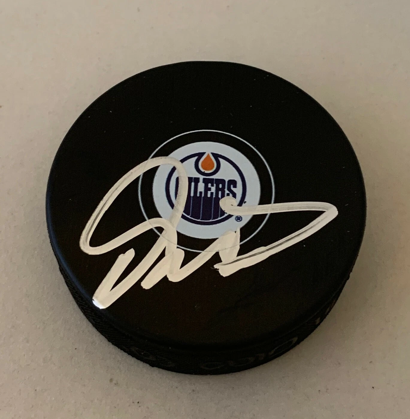 Dave Tippett signed Edmonton Oilers Puck autographed