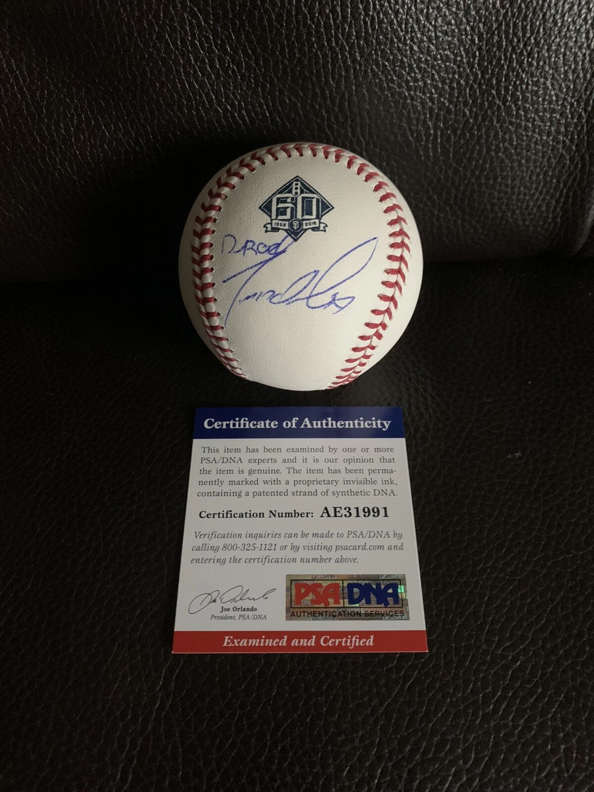 dereck rodriguez Signed Giants 60th Anniversary Ball Inscribed “d-rod” PSA/DNA