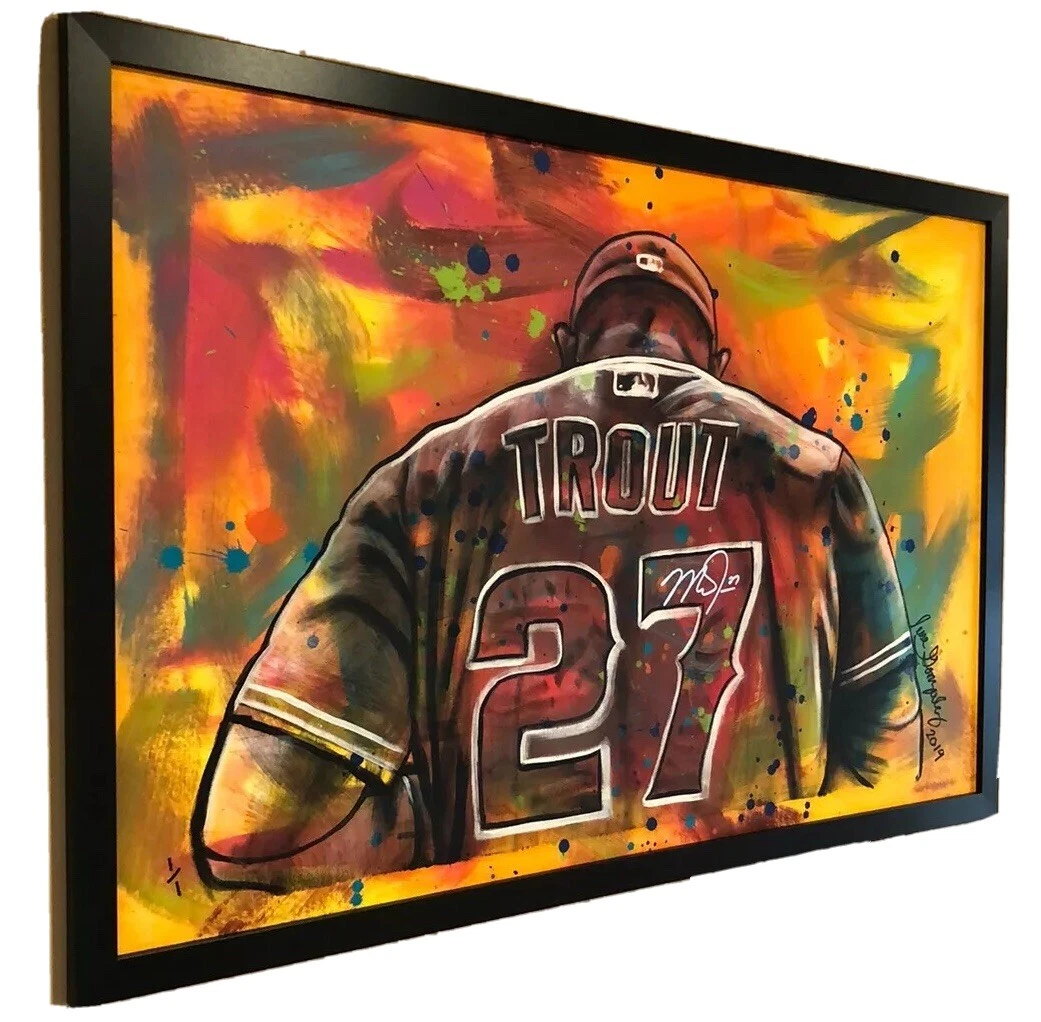 LA Angels #27 MIKE TROUT Signed Autographed ORIGINAL ARTWORK Baseball Painting