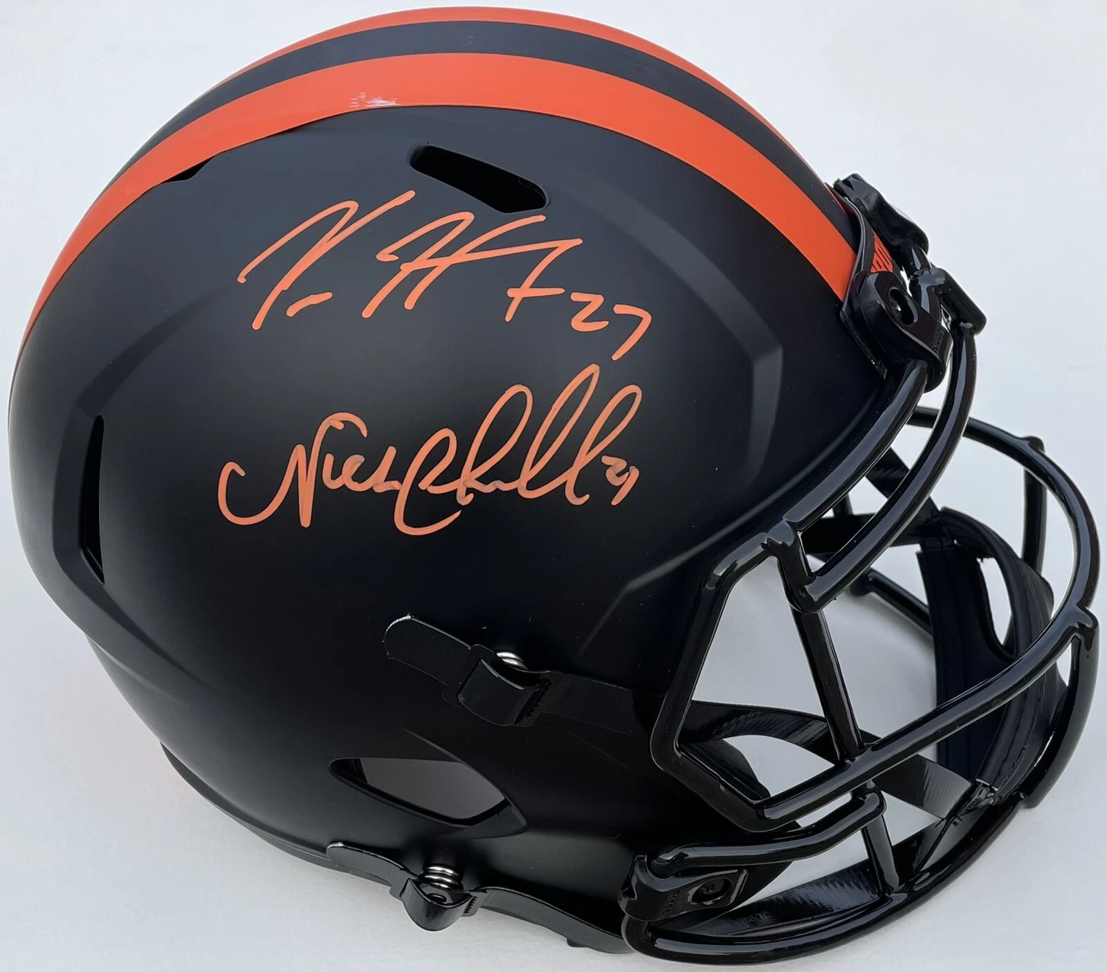 JSA Browns NICK CHUBB & KAREEM HUNT Signed Autographed ECLIPSE Football Helmet