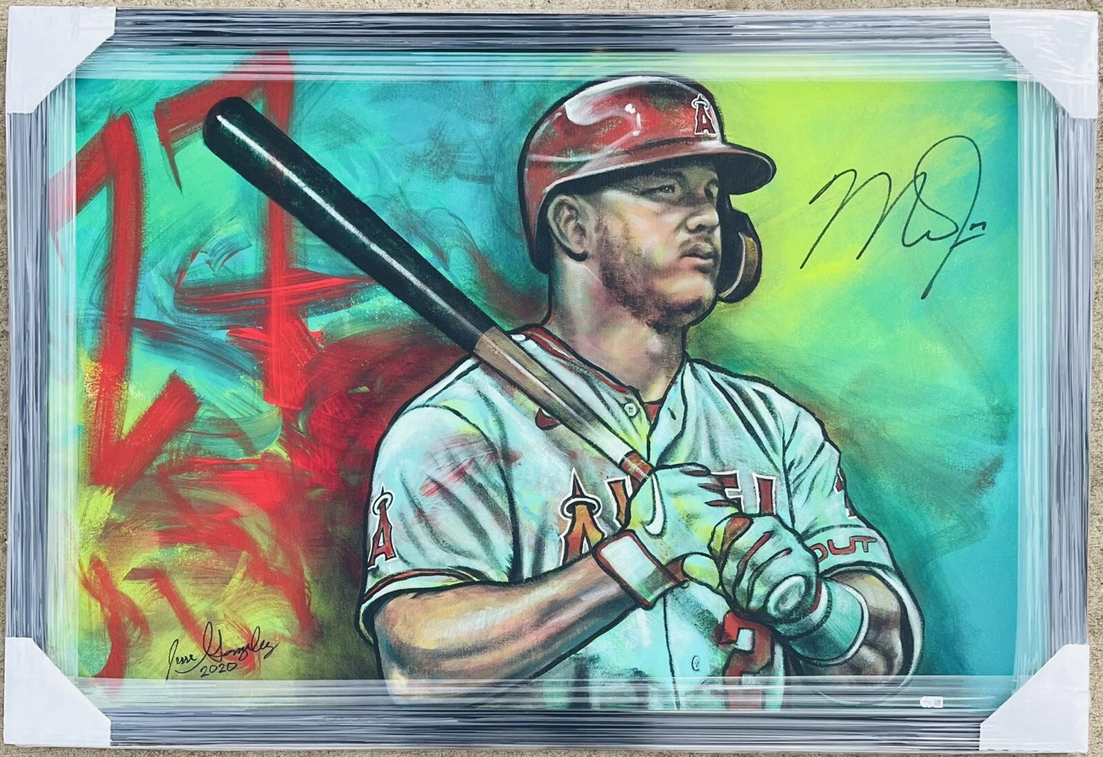 LA Angels #27 MIKE TROUT Signed Autographed ORIGINAL ARTWORK Baseball Painting