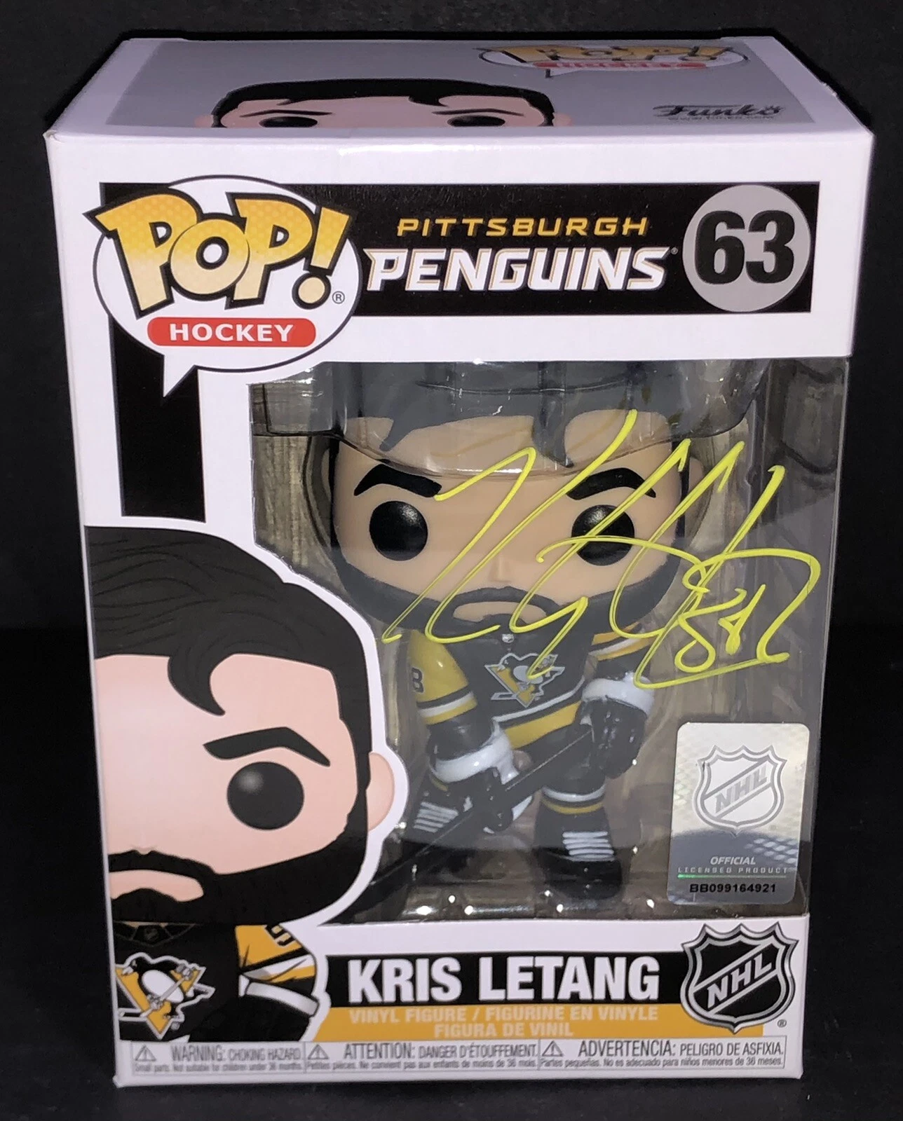 Kris Letang Signed Autographed Pittsburgh Penguins Funko Pop Vinyl Coa