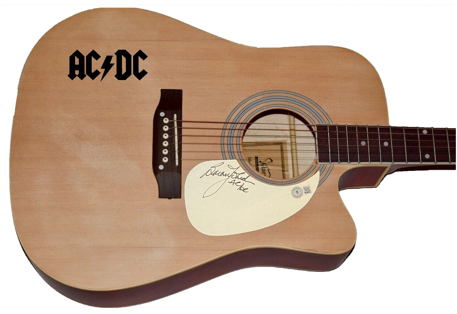 Brian Johnson Signed Autographed Full Size Acoustic Guitar AC/DC Beckett COA