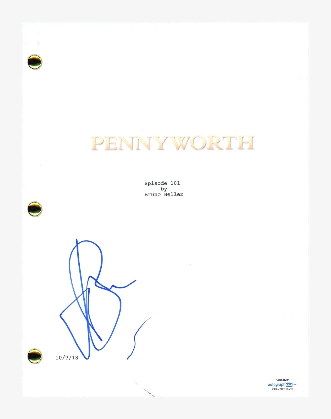 Jack Bannon Signed Autographed Pennyworth Pilot Script Screenplay ACOA COA