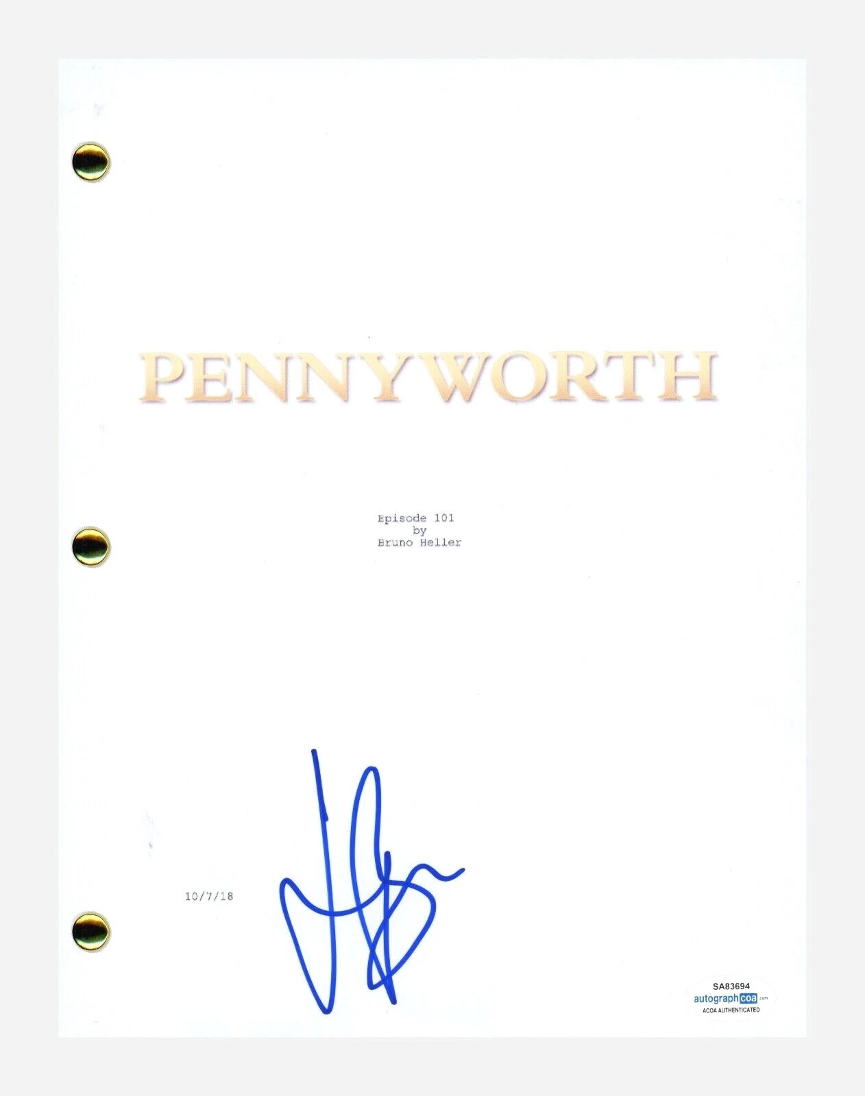 Jack Bannon Signed Autographed Pennyworth Pilot Script Screenplay ACOA COA