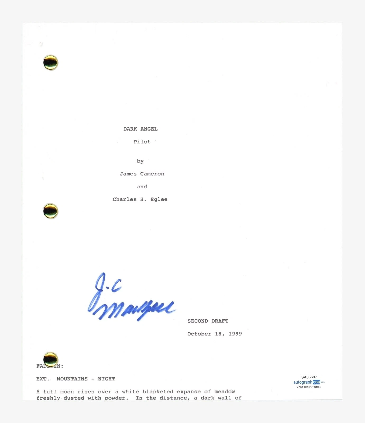 J.C. MacKenzie JC Signed Autographed Dark Angel Pilot Episode Script ACOA COA