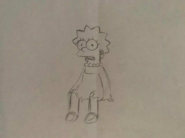 SIMPSONS CARTOON ANIMATION ART PENCIL CEL DRAWING OF LISA SIMPSON        RARE