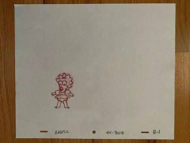 SIMPSONS CARTOON ANIMATION ART PENCIL CEL DRAWING OF MAGGIE SIMPSON       RARE