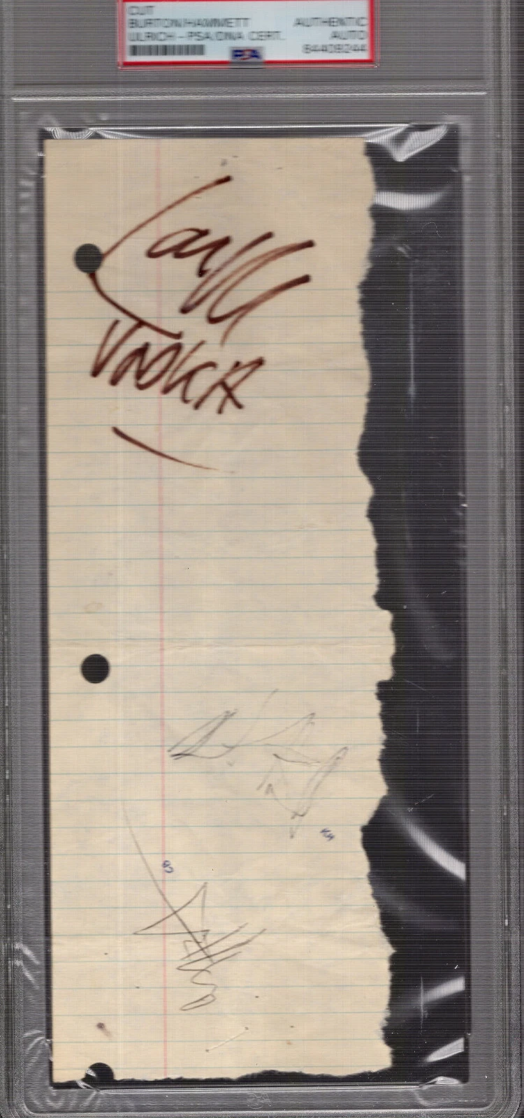 CLIFF BURTON HAND SIGNED CUT SIGNATURE   KIRK+LARS    METALLICA   RARE   JSA/PSA