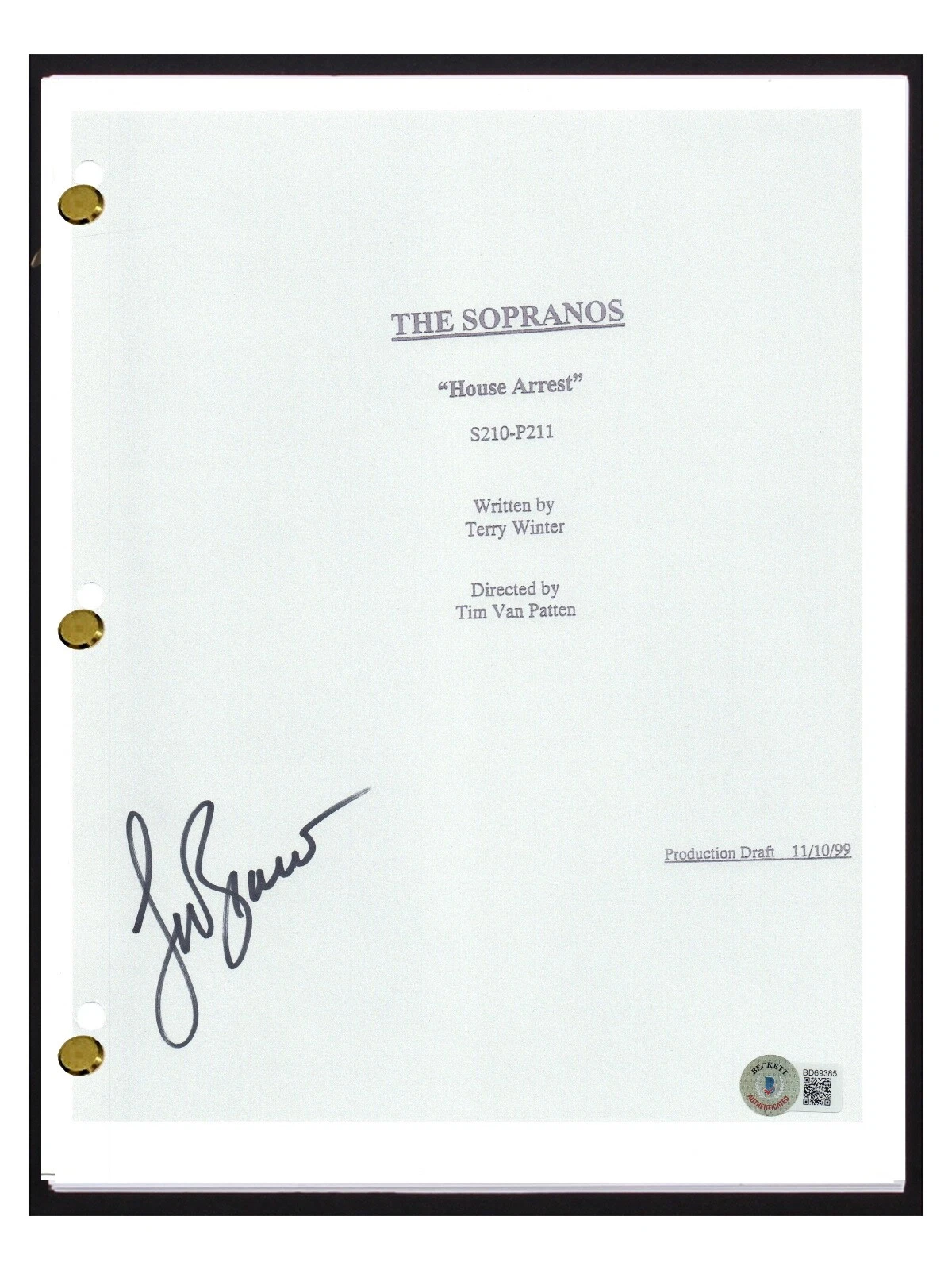 Lorraine Bracco Signed The Sopranos House Arrest Episode 211 Script Beckett COA