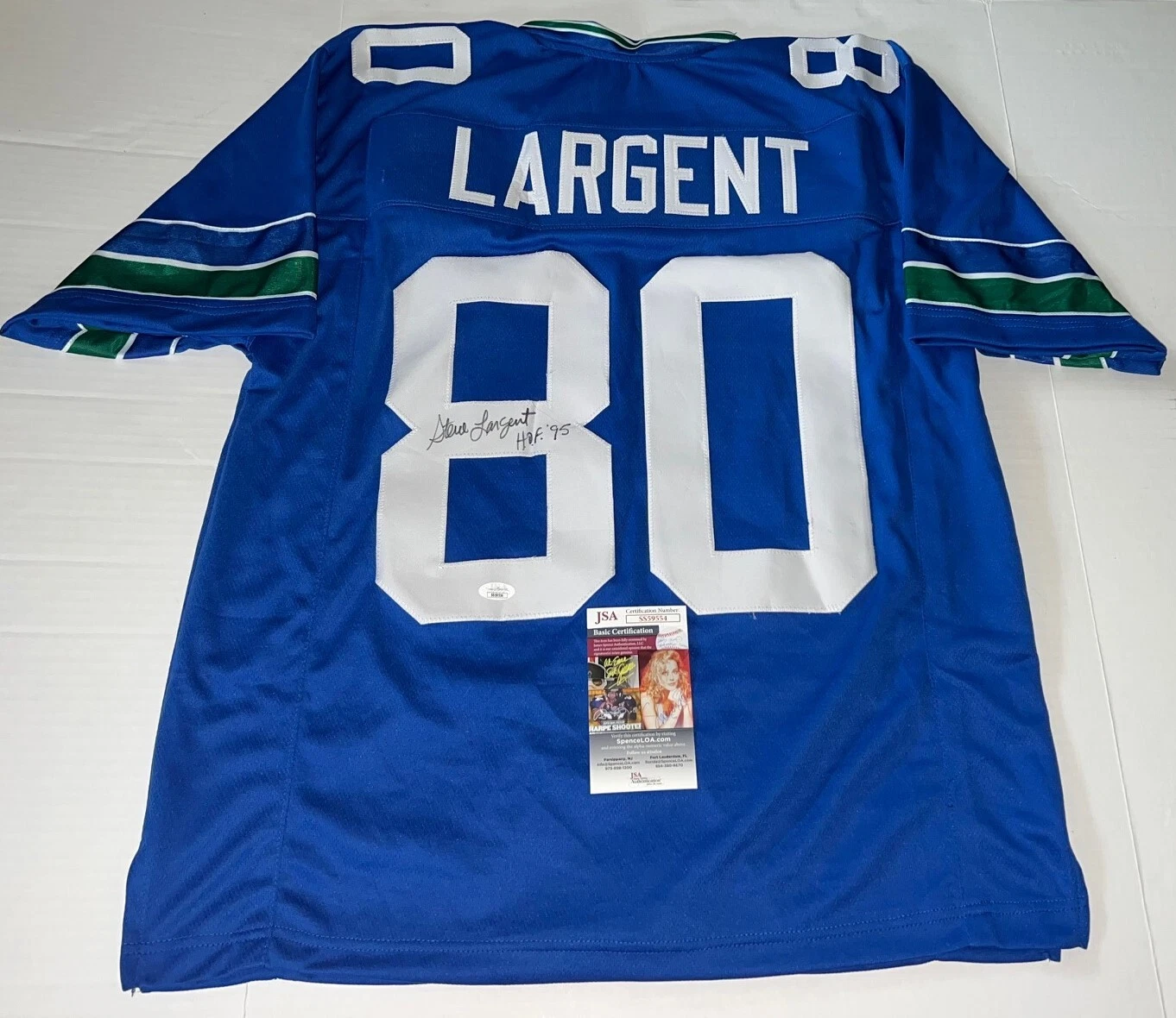 Steve Largent Seattle Seahawks signed Custom jersey autographed W/ HOF Insc. JSA