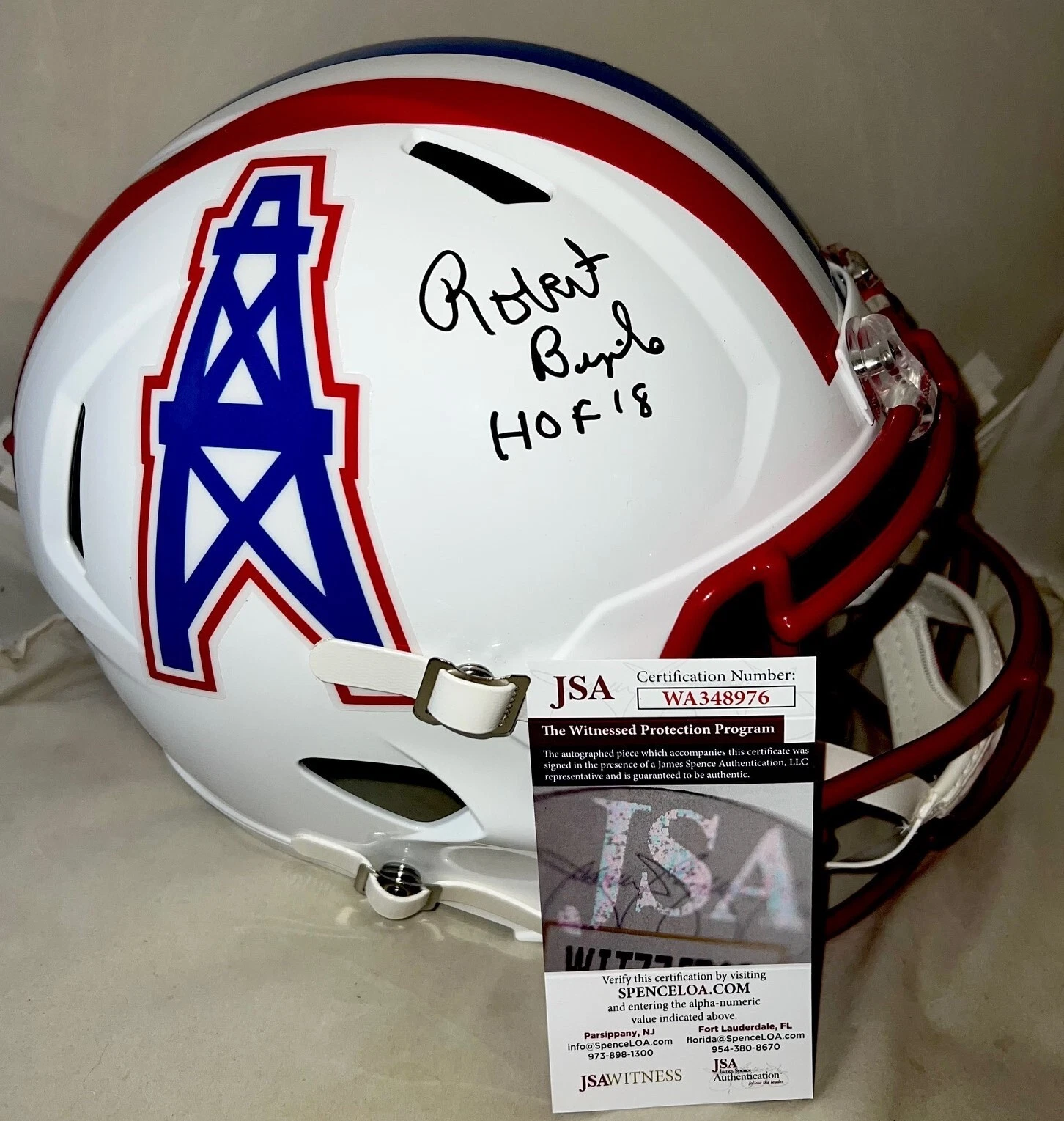 Robert Brazile signed Houston Oilers Full Size Speed Helmet W HOF JSA Witnessed