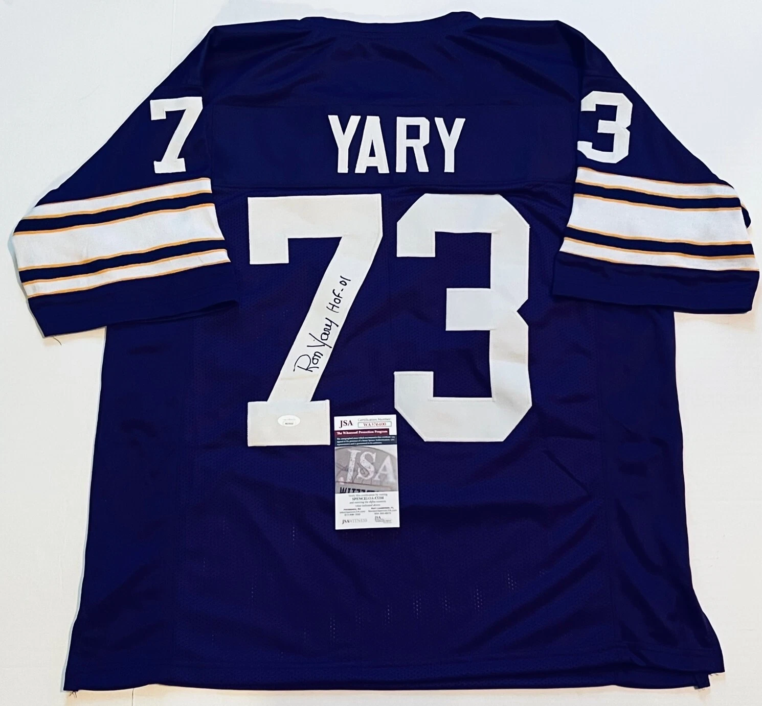 Ron Yary Minnesota Vikings signed Custom jersey W/ HOF Inscrip JSA Witnessed