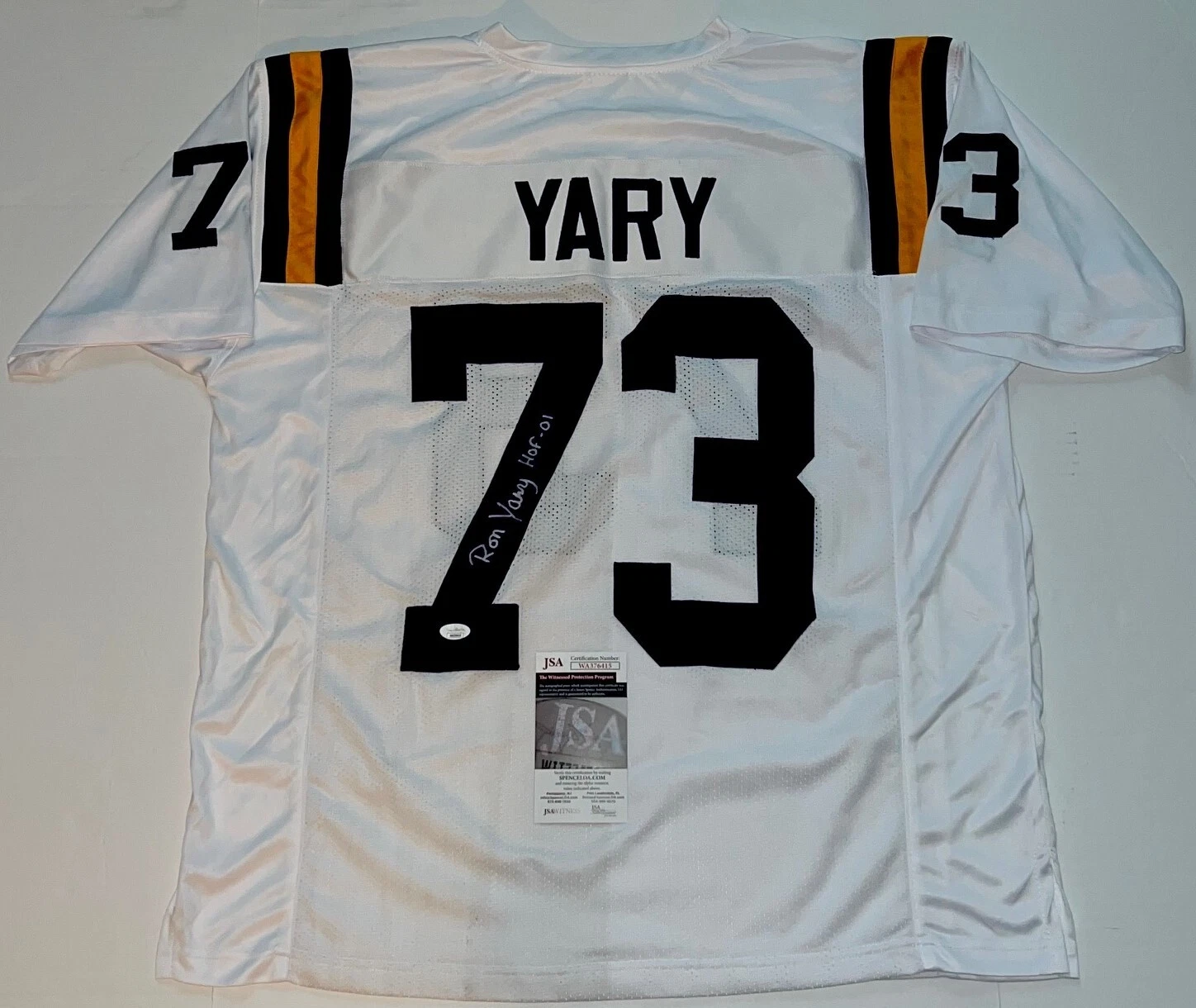 Ron Yary Minnesota Vikings signed White Custom jersey W HOF Inscr. JSA Witnessed