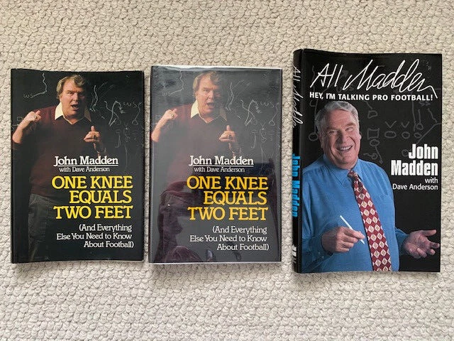 JOHN MADDEN LOT OF 3 VINTAGE DUSTJACKETS      GREAT CONDITION     HARD TO FIND