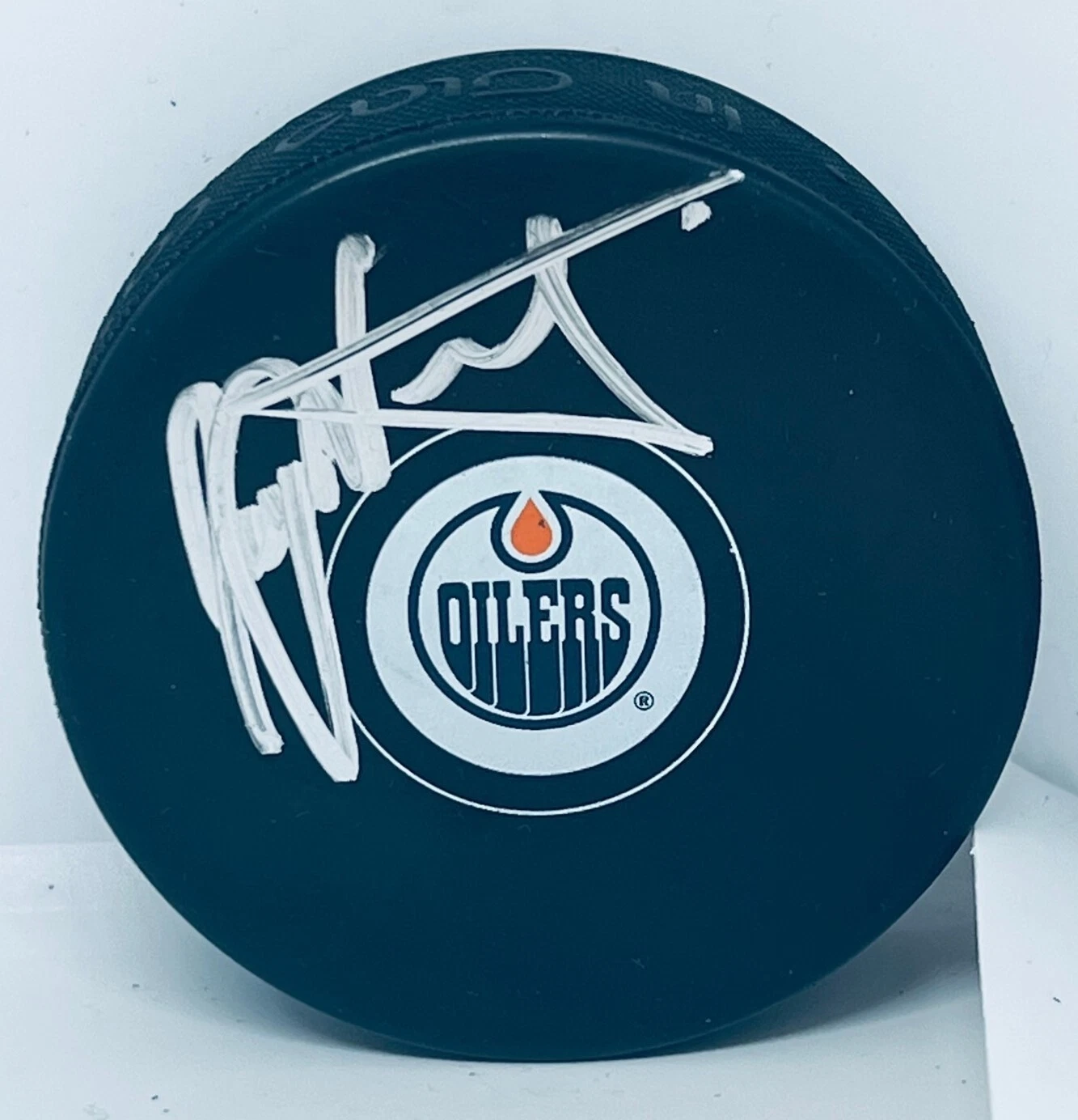 Jay Woodcroft signed Edmonton Oilers Puck autographed
