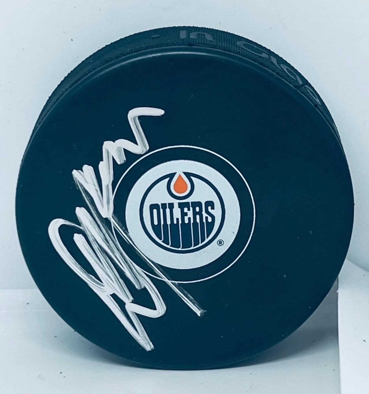 Dave Manson signed Edmonton Oilers Puck autographed