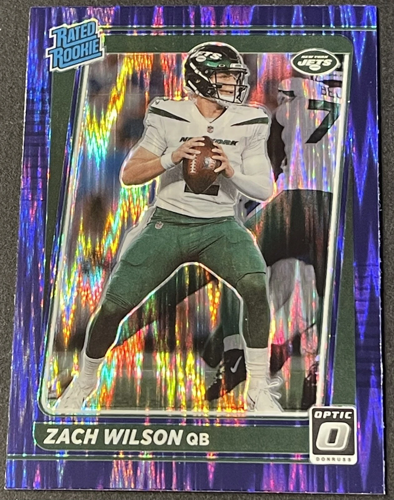 2021 Donruss OPTIC Rated Rookie Zach Wilson Purple Shock RC New York Jets #202