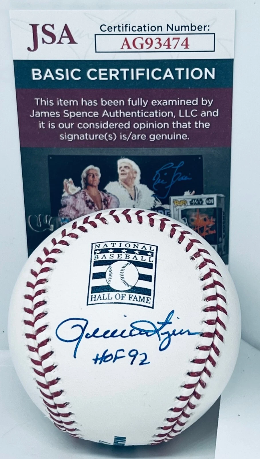 Rollie Fingers Oakland Athletics signed HOF Logo Baseball Ball W/ HOF Inscr. JSA