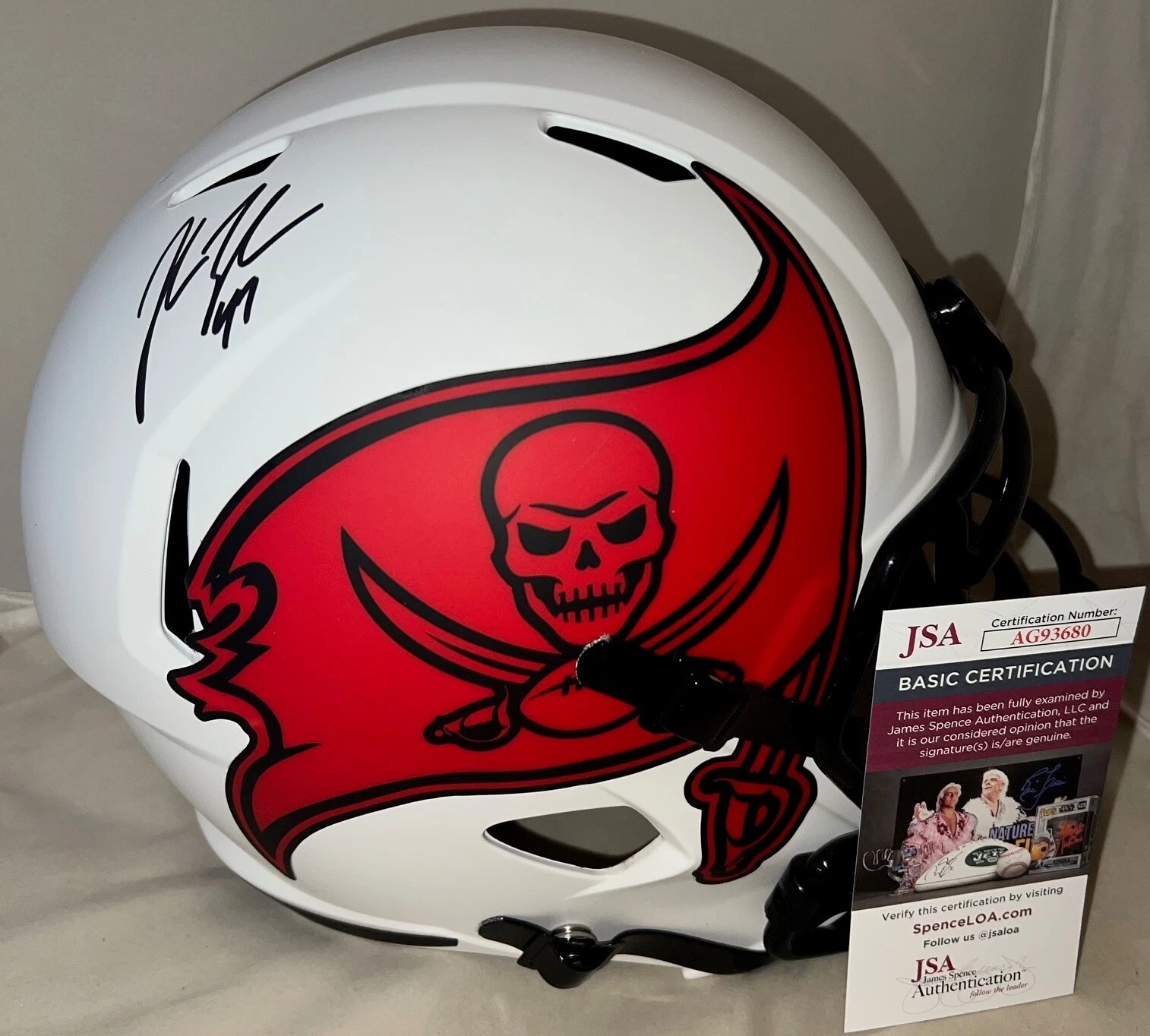 John Lynch signed Tampa Bay Buccaneers Lunar Eclipse Full Size helmet JSA