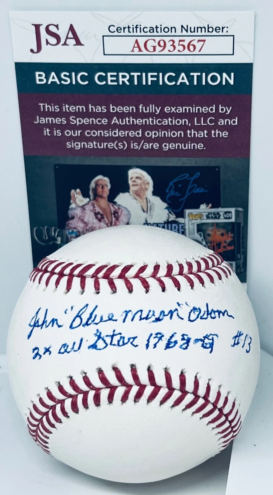John Blue Moon Odom Athletics A's signed MLB Baseball Ball 2x All Star Insc. JSA