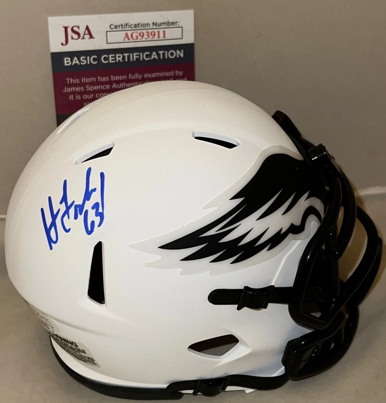 Hank Fraley signed Philadelphia Eagles Lunar Eclipse mini helmet autographed JSA