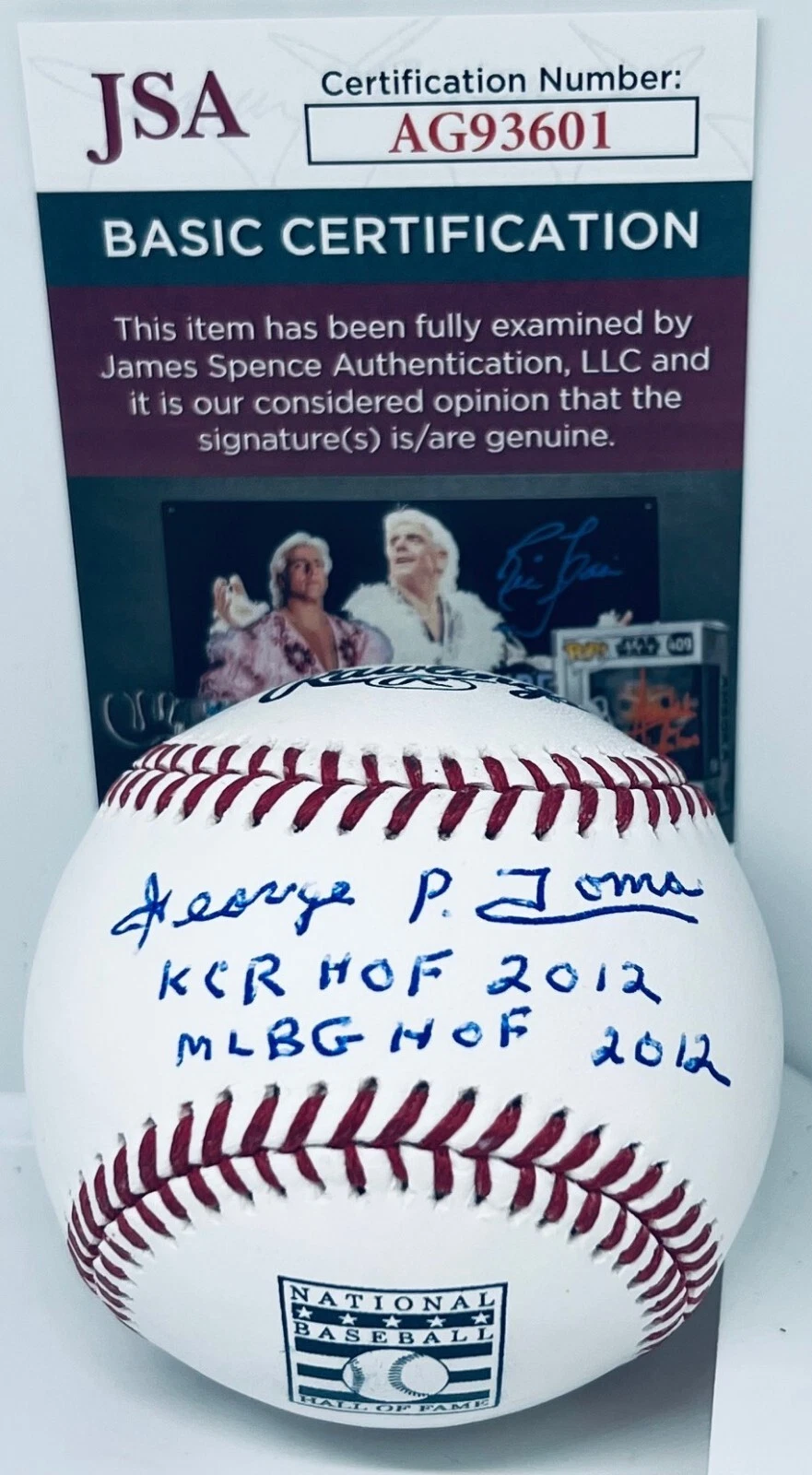 George Toma Royals signed HOF Logo Baseball Ball autographed W/ Inscriptions JSA