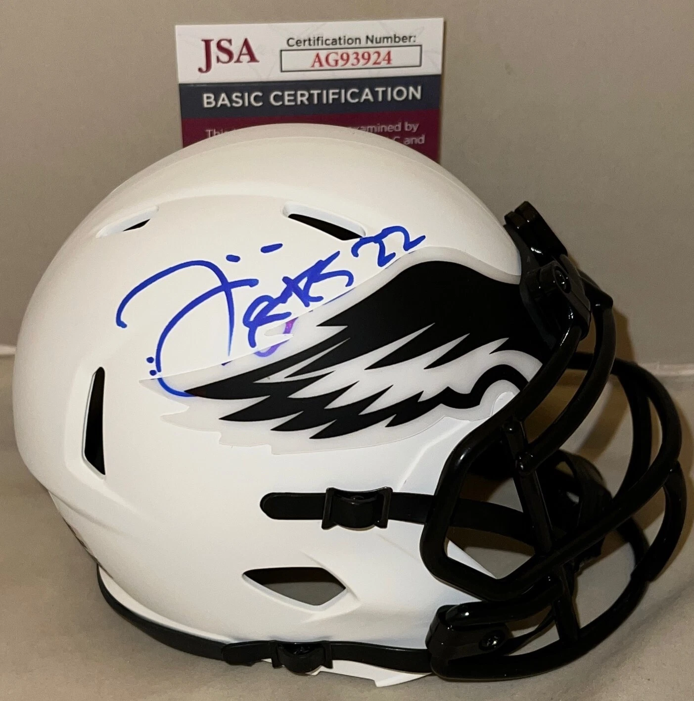 Duce Staley signed Philadelphia Eagles Lunar Eclipse mini helmet Proof JSA