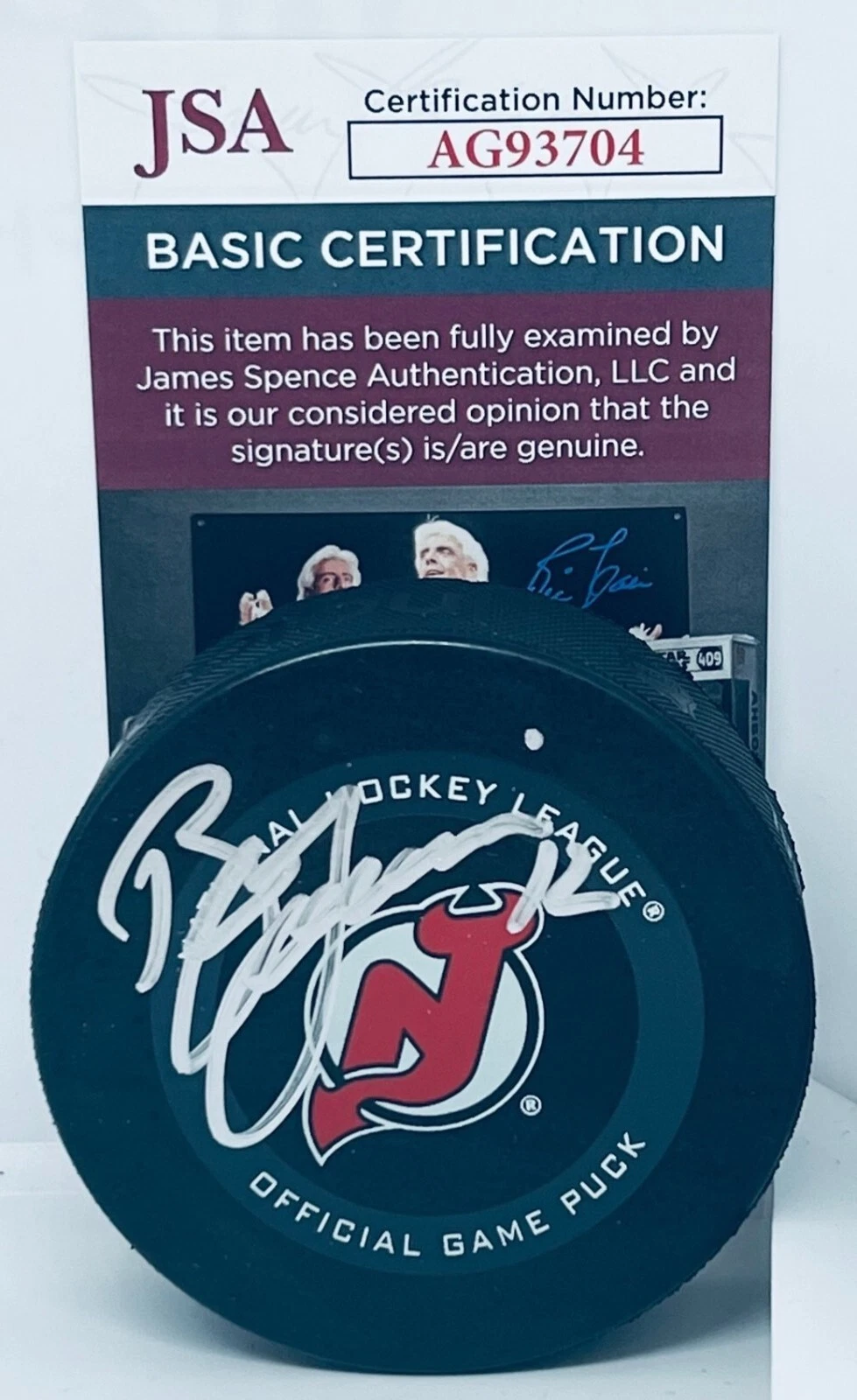 Bill Guerin signed New Jersey Devils Official Game Puck autographed JSA
