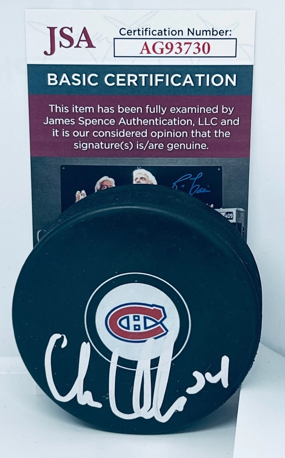 Chris Chelios signed Montreal Canadiens Puck autographed JSA