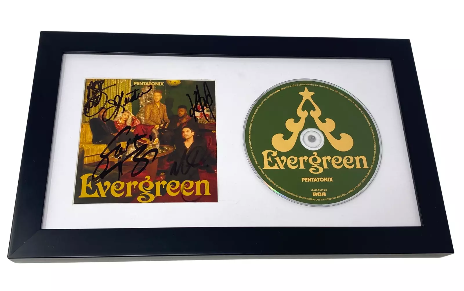 Pentatonix Ptx Signed Autograph Evergreen Framed Matted CD Display x5 ACOA COA