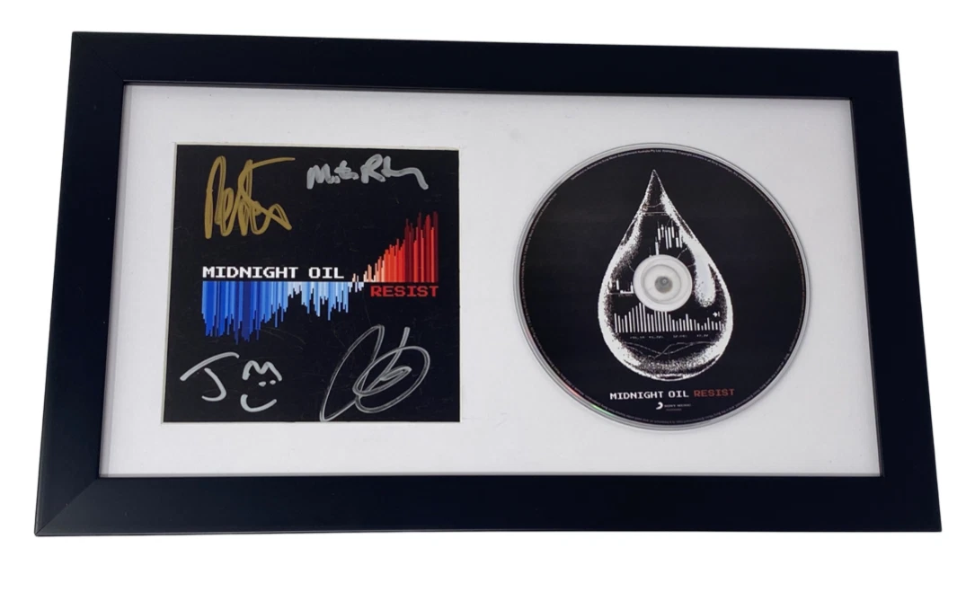 Midnight Oil Signed Resist Framed CD Display Peter Garrett Full Band ACOA COA