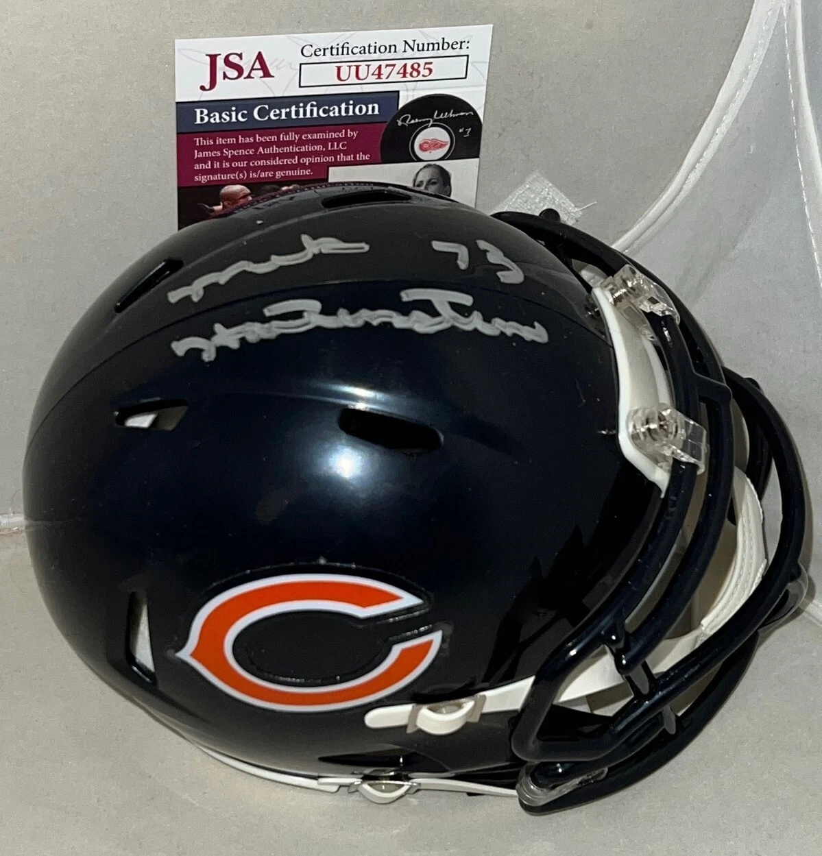 Mike Hartenstine signed Chicago Bears Speed mini helmet autographed JSA