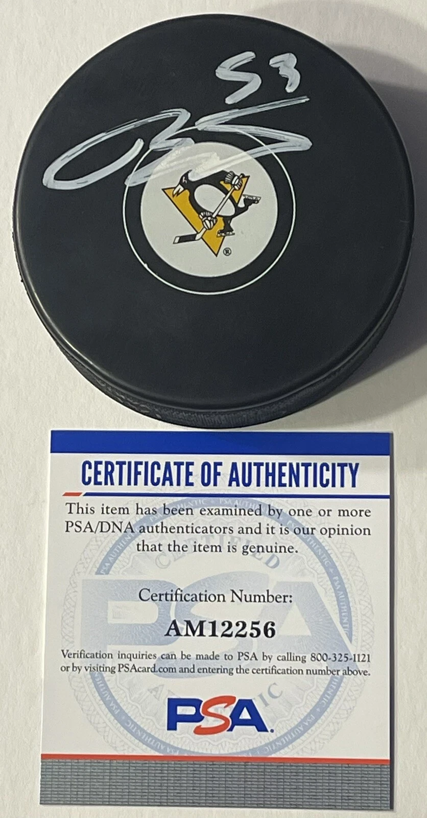 Teddy Blueger Signed Autographed Pittsburgh Penguins Logo Hockey Puck PSA/DNA