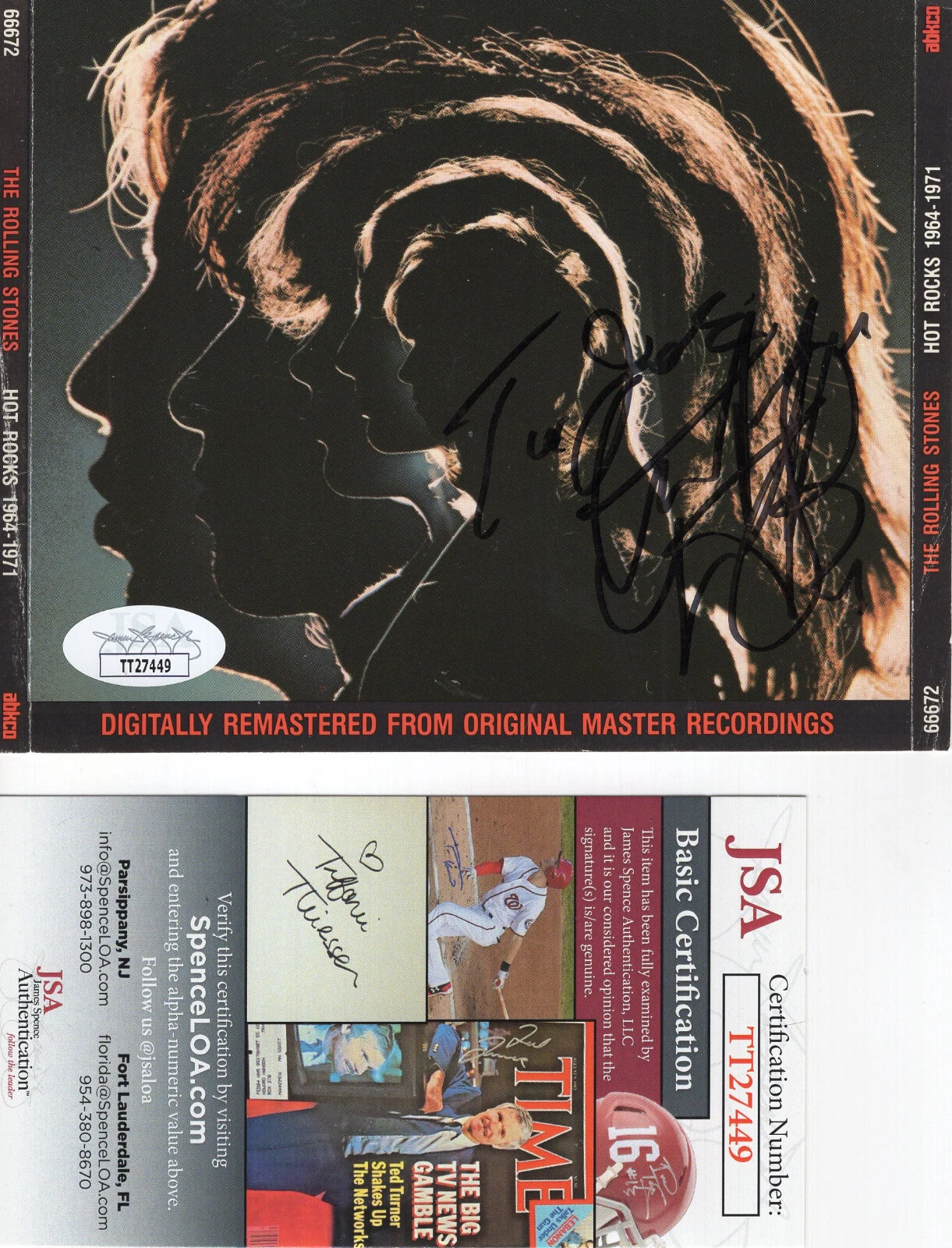 CHARLIE WATTS HAND SIGNED HOT ROCKS CD INSERT       INSCRIBED TO JOE         JSA