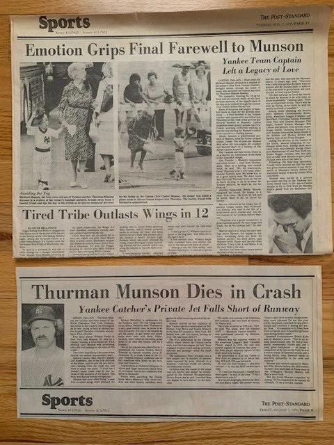 THURMAN MUNSON DEATH COLLECTION OF SYRACUSE NY NEWSPAPERS    1979      YANKEES COLLECTIBLE MEMORABILIA