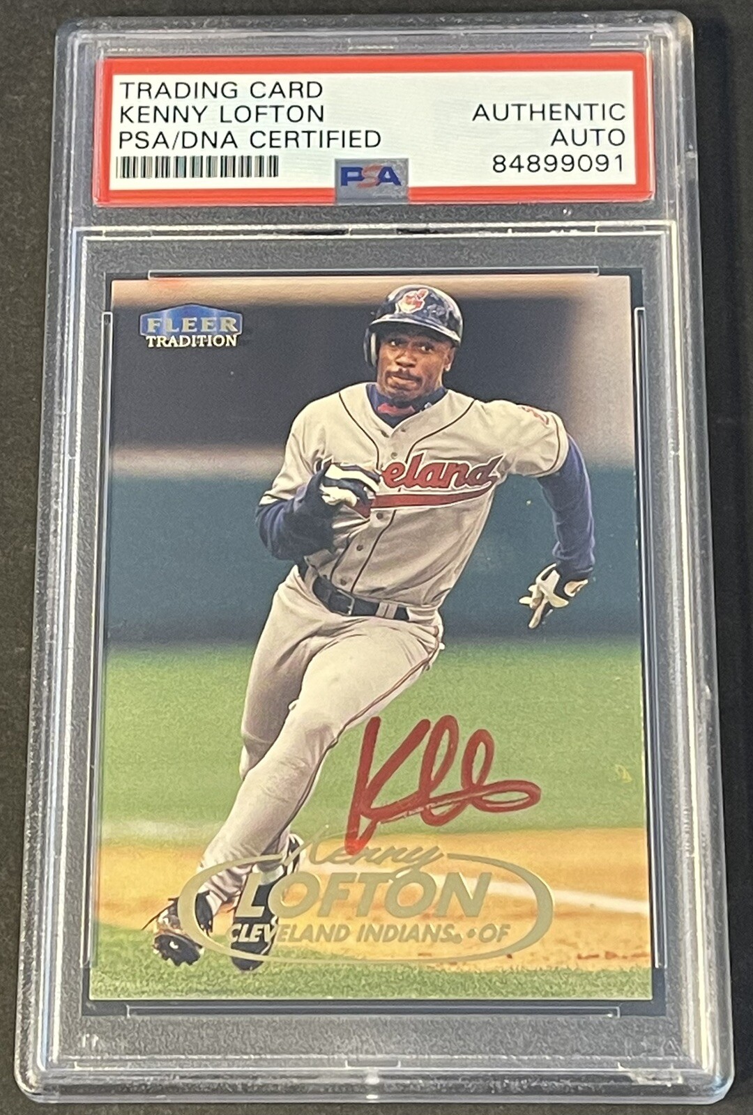 Kenny Lofton 1998 Fleer Tradition Signed Card Cleveland Indians PSA/DNA Slabbed