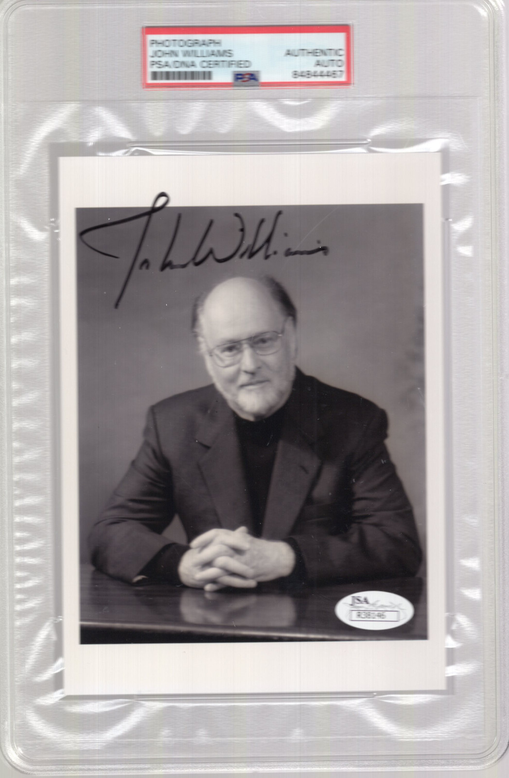 JOHN WILLIAMS SIGNED 5x7 PHOTO   STAR WARS+JAWS COMPOSER     RARE    PSA SLABBED