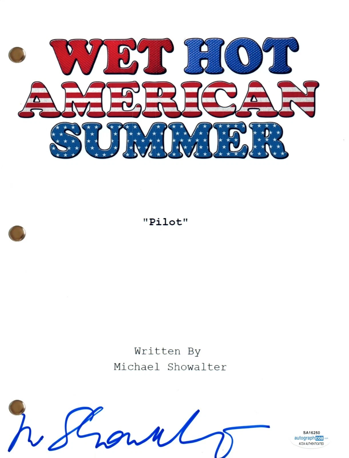 Michael Showalter Signed Autograph Wet Hot American Summer Pilot Script ACOA