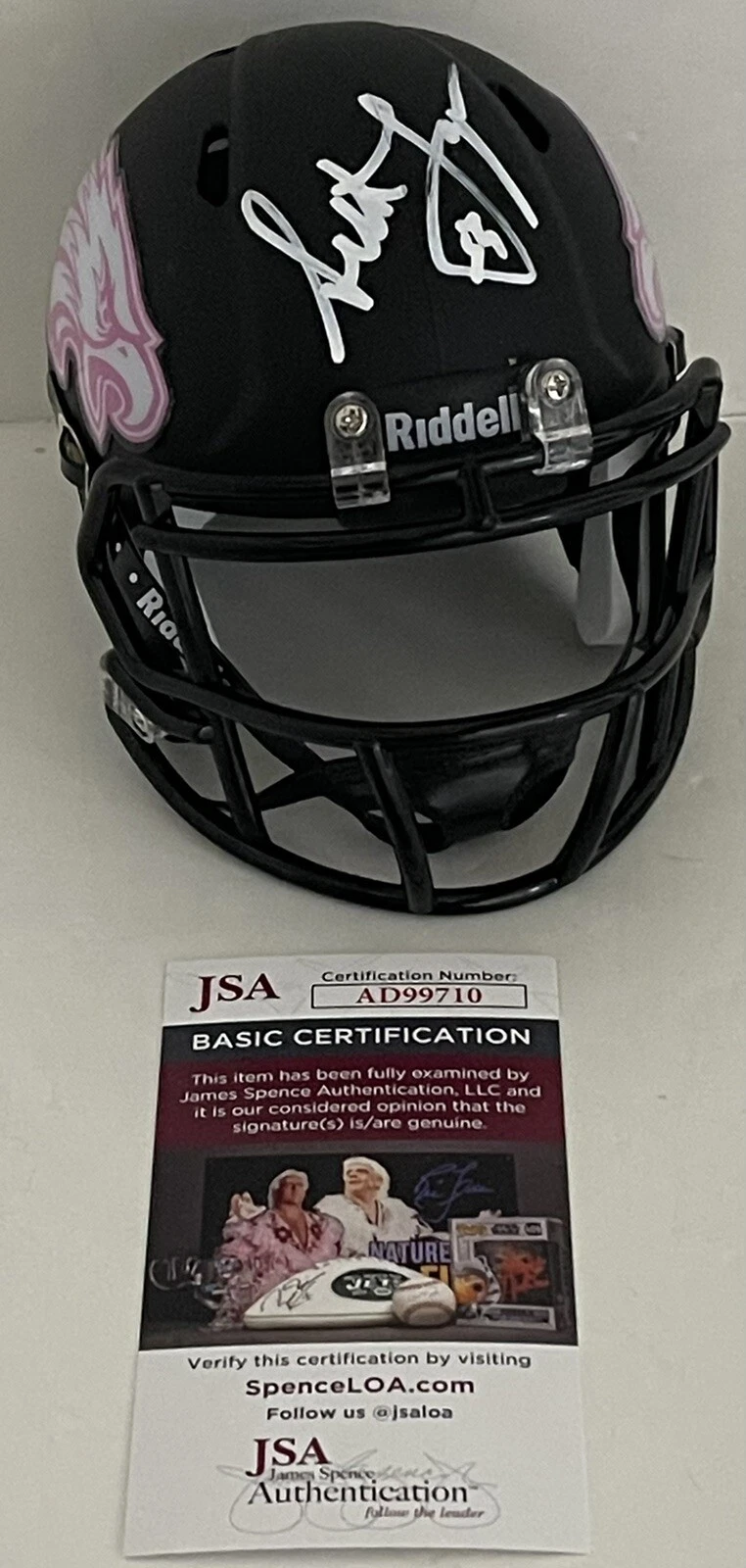 Seth Joyner Signed Autographed Philadelphia Eagles Custom Pink Mini Helmet JSA