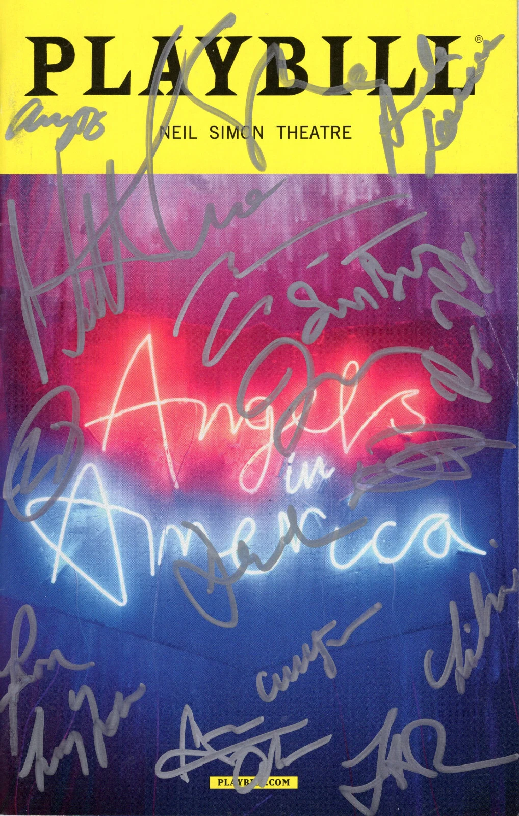 ANGELS IN AMERICA SIGNED NYC PLAYBILL+COA       CAST+ANDREW GARFIELD+NATHAN LANE