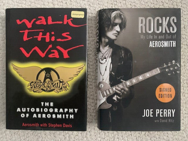 AEROSMITH LOT OF 2 HARDCOVER BOOKS   ROCKS+WALK THIS WAY     USED+VERY CHEAP