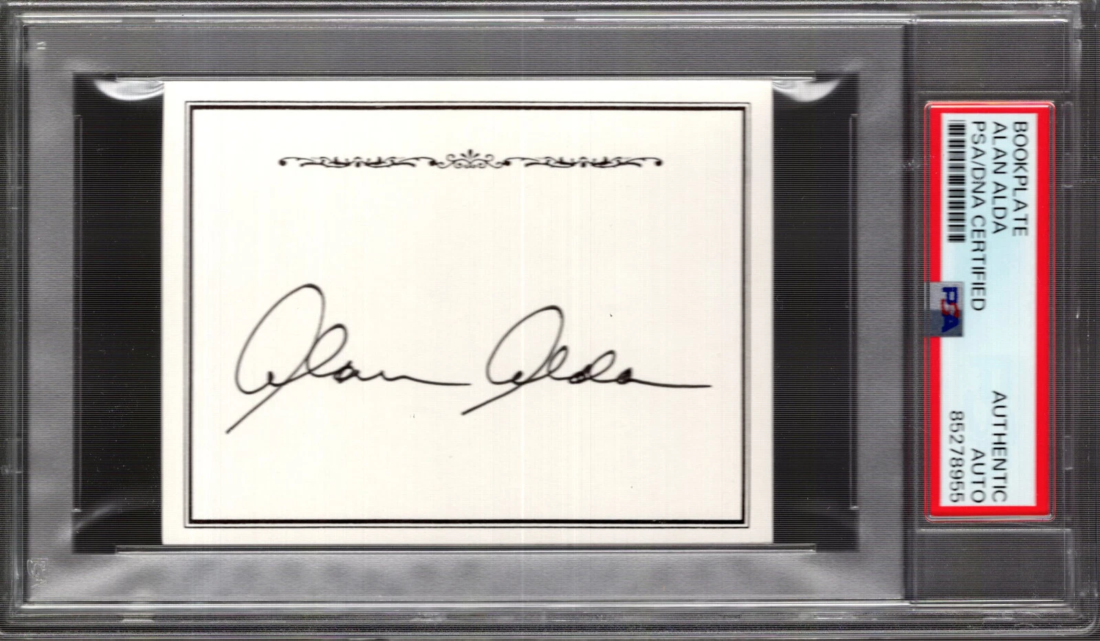 ALAN ALDA HAND SIGNED BOOKPLATE      HAWKEYE PIERCE MASH ACTOR       PSA SLABBED