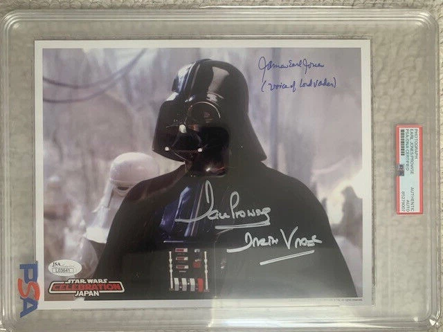 JAMES EARL JONES+DAVE PROWSE SIGNED 8x10 COLOR PHOTO   BOTH SIGNED   PSA SLABBED
