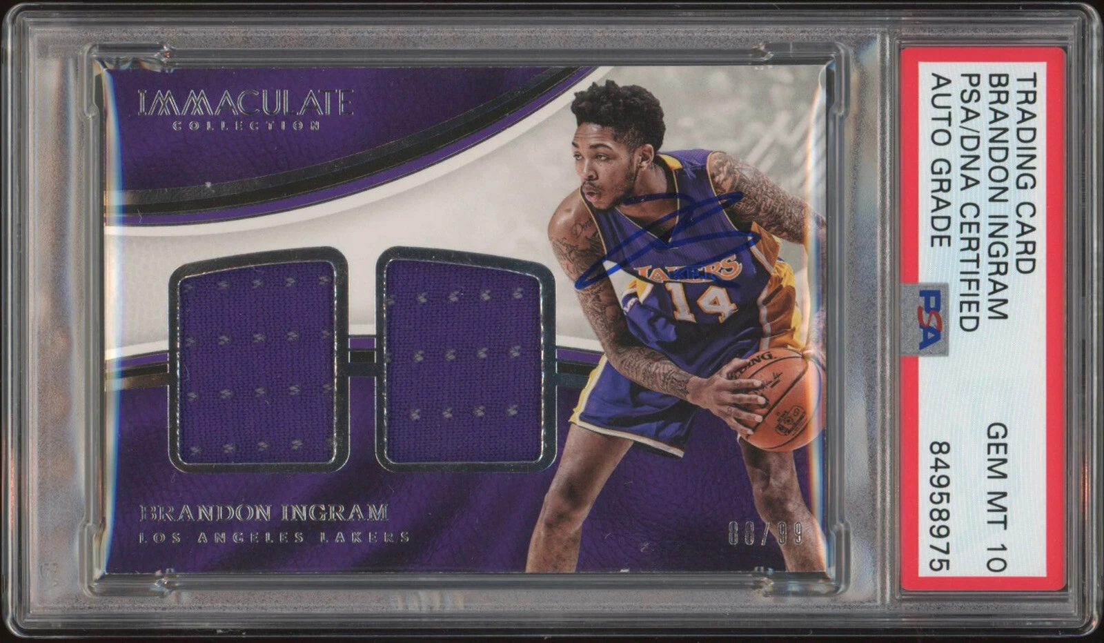 Brandon Ingram Signed 2016 Immaculate Collection Dual RPA /99 Psa GEM 10 AUTO RC